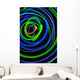 Silhouette of woman spinning hula-hoop lit with LEDs in field at night Wall Mural