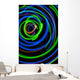 Silhouette of woman spinning hula-hoop lit with LEDs in field at night Wall Mural