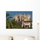 Spain, Majorca, Palm trees in Parc de la Mar leading to Cathedral Wall Mural