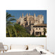 Spain, Majorca, Palm trees in Parc de la Mar leading to Cathedral Wall Mural