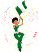 Black Girl Nigeria Soccer Fan with flag. Wall Mural