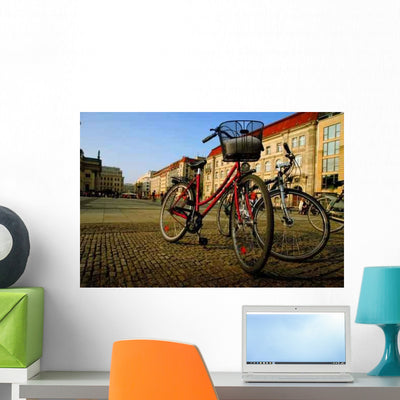 Bicycles Berlin Wall Decal shown on a wall