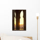 Morocco, Looking through arches of Hassan II mosque to couple chatting Wall Mural