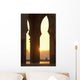 Morocco, Looking through arches of Hassan II mosque to couple chatting Wall Mural