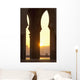 Morocco, Looking through arches of Hassan II mosque to couple chatting Wall Mural
