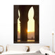 Morocco, Looking through arches of Hassan II mosque to couple chatting Wall Mural