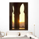 Morocco, Looking through arches of Hassan II mosque to couple chatting Wall Mural