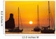 Spain, Yachts and strange shaped rock off Benirras beach at dusk Wall Mural