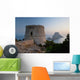 Spain, Torre des Savinar and Es Vedra island at sunset Wall Mural