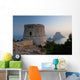 Spain, Torre des Savinar and Es Vedra island at sunset Wall Mural