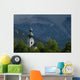 Germany, Stormy clouds behind Ruhpolding church Wall Mural