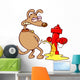 Dog urinating on a fire post Wall Decal