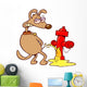 Dog urinating on a fire post Wall Decal