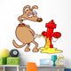 Dog urinating on a fire post Wall Decal