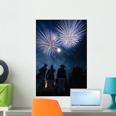 People Watching Fireworks Nevill Wall Mural shown on a wall