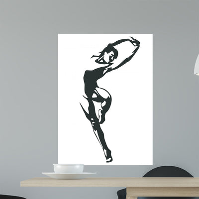 Ballet Dancer Silhouettes Wall Decal shown on a wall