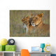 Kenya, Lioness with cub at dusk in Ol Pejeta Conservancy Wall Mural