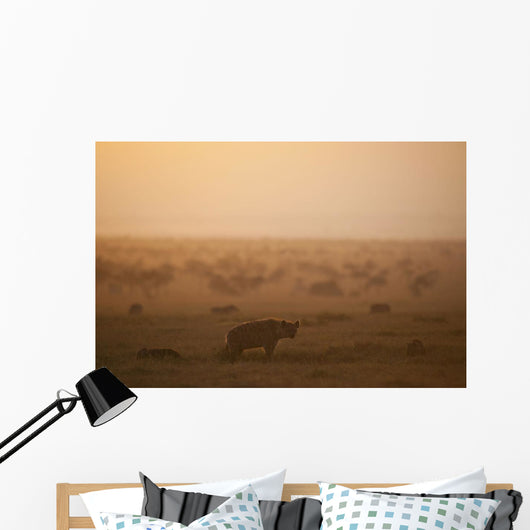 Kenya, Hyena with cubs at dawn in Ol Pejeta Conservancy Wall Mural
