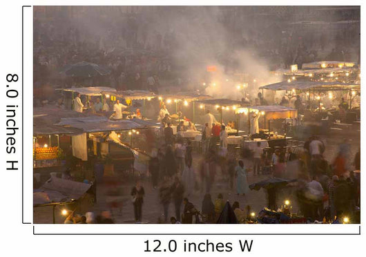 Morocco, People and food stalls in Place Djemaa el Fna at dusk Wall Mural