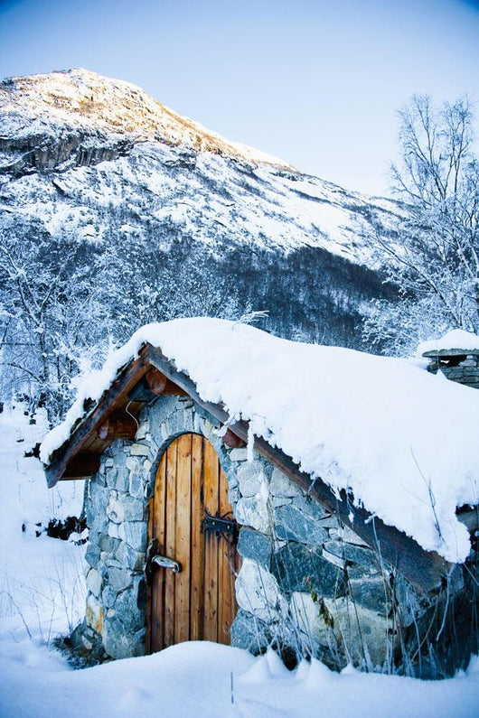 Snow Covered Traditional Stone Wall Decal