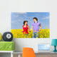 colorful summer meadow with couple Wall Mural