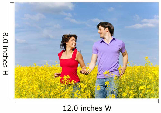 colorful summer meadow with couple Wall Mural