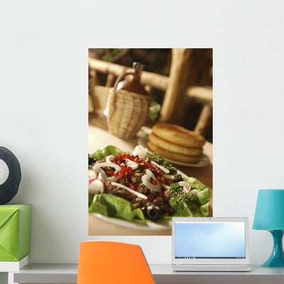 Pieses Fried Meat with Wall Mural shown on a wall