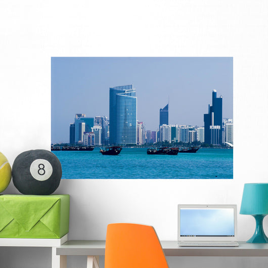 old boats close to abu dhabi corniche Wall Mural