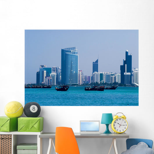 old boats close to abu dhabi corniche Wall Mural