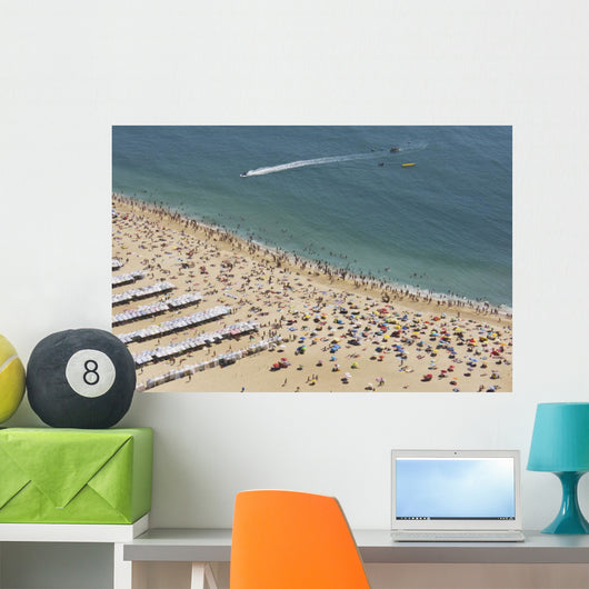 Nazare Beach seen from the old village of Sitio on top of the cliff Wall Mural
