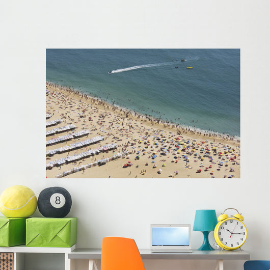 Nazare Beach seen from the old village of Sitio on top of the cliff Wall Mural