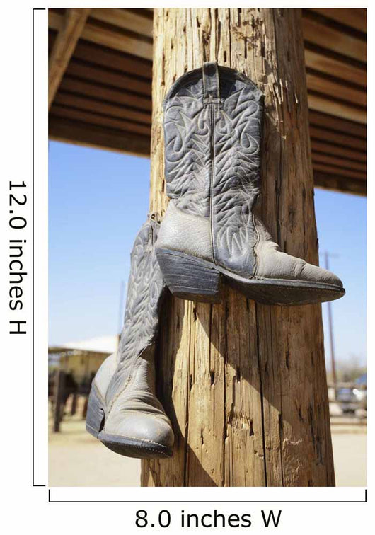 Cowboy Boots Hanging From A Post At A Riding Ranch;Arizona Usa Wall Mural