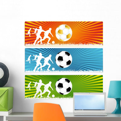 3 Soccer Ball or Wall Decal shown on a wall