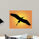 Black Silhouette Heron Orange Wall Mural