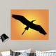 Black Silhouette Heron Orange Wall Mural