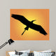 Black Silhouette Heron Orange Wall Mural