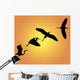 Group Silhouettes Heron Orange Wall Mural