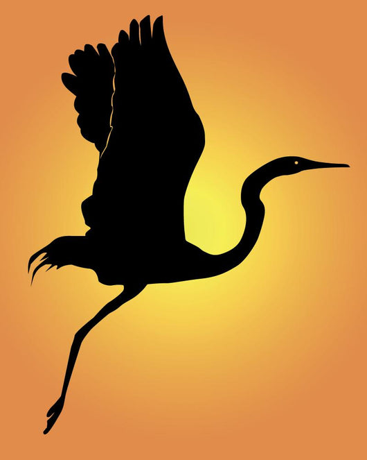 Silhouette Flying up Heron Wall Mural