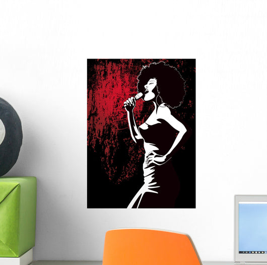 jazz singer on grunge background Wall Mural