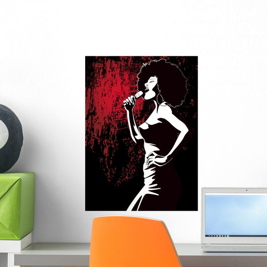 jazz singer on grunge background Wall Mural