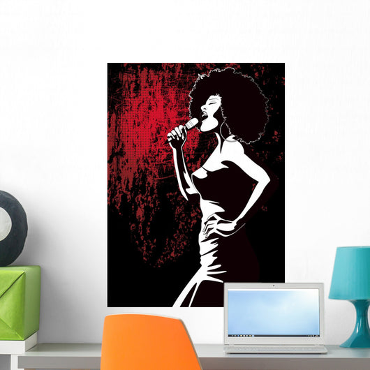 jazz singer on grunge background Wall Mural