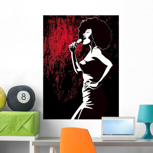 jazz singer on grunge background Wall Mural