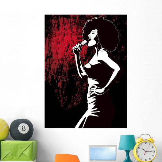 jazz singer on grunge background Wall Mural