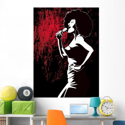 jazz singer on grunge background Wall Mural