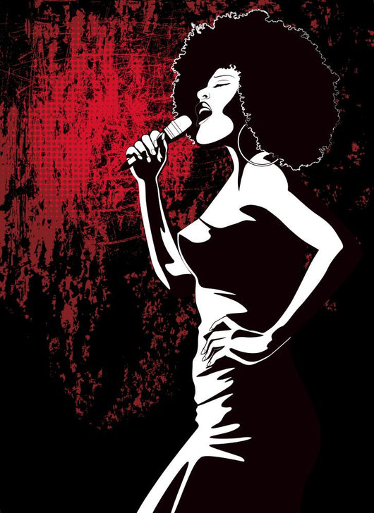 jazz singer on grunge background Wall Mural