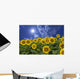 Sunflower and clouds and sun Wall Mural