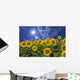 Sunflower and clouds and sun Wall Mural