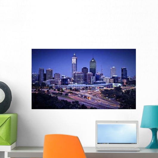 Perth Skyline Night Wall Decal