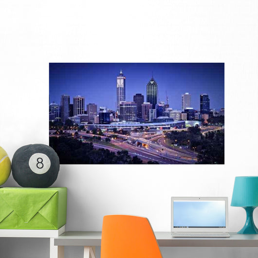 Perth Skyline Night Wall Decal
