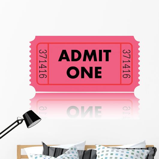Pink Admit One Movie Wall Decal